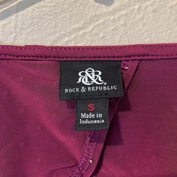 Rock & Republic swing tank top open back burgundy  gold raised dots size Small - Picture 4 of 11